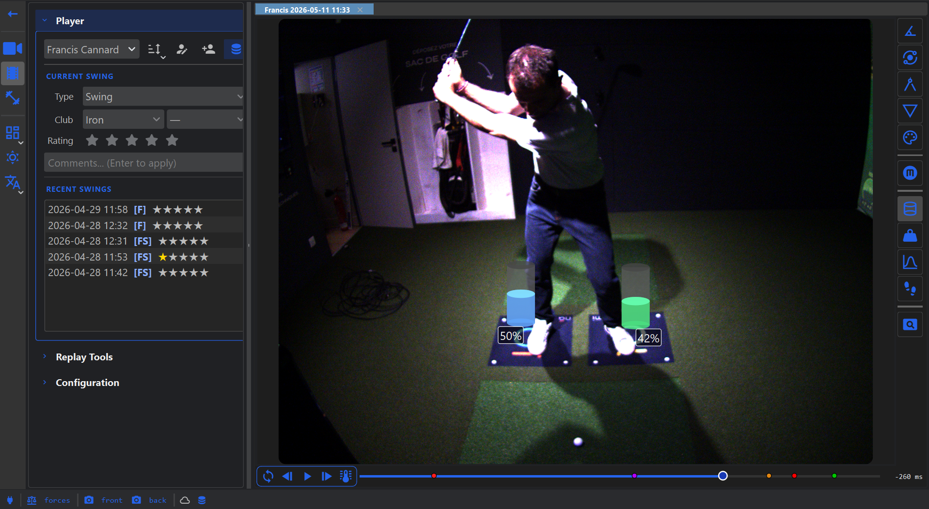 MINA Golf 3D research - force plates and biomechanical analysis
